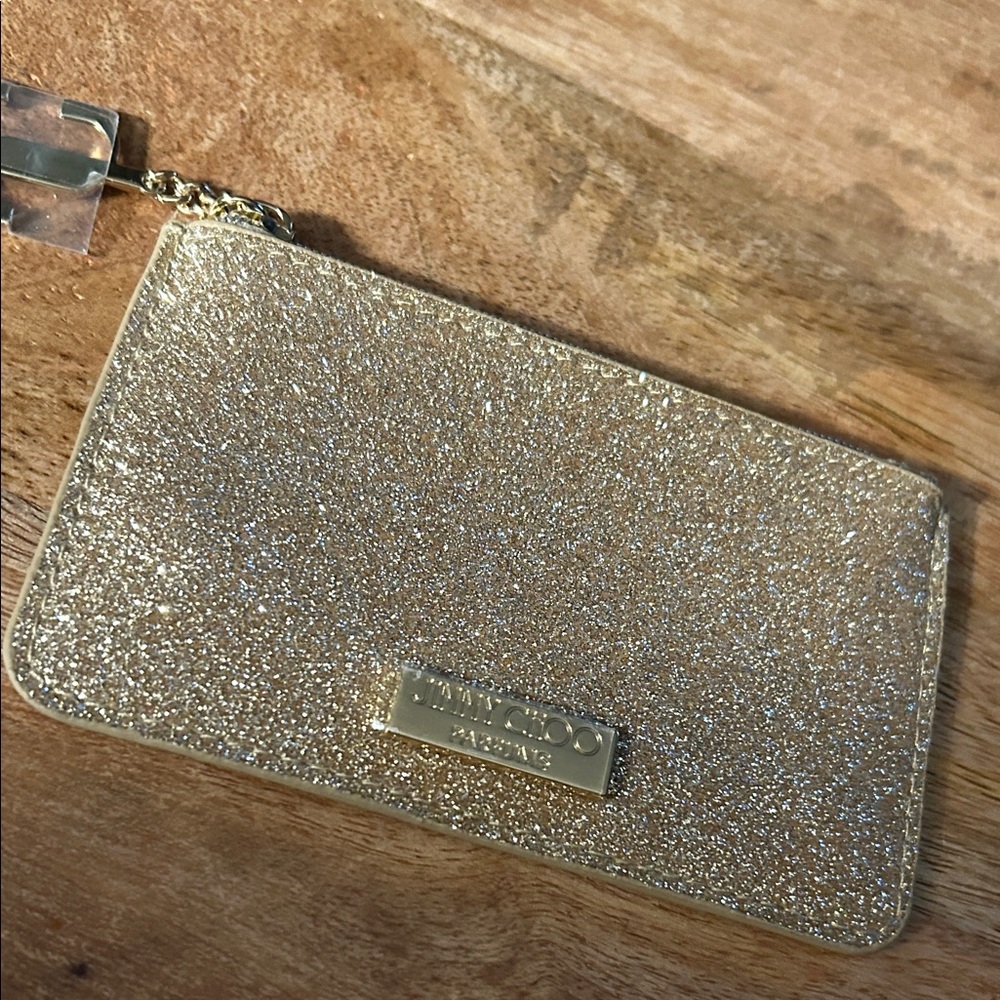 Jimmy Choo Gold Glitter Card Holder